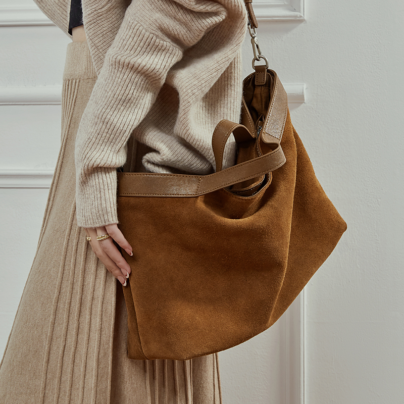 Brown Suede Tote Bag