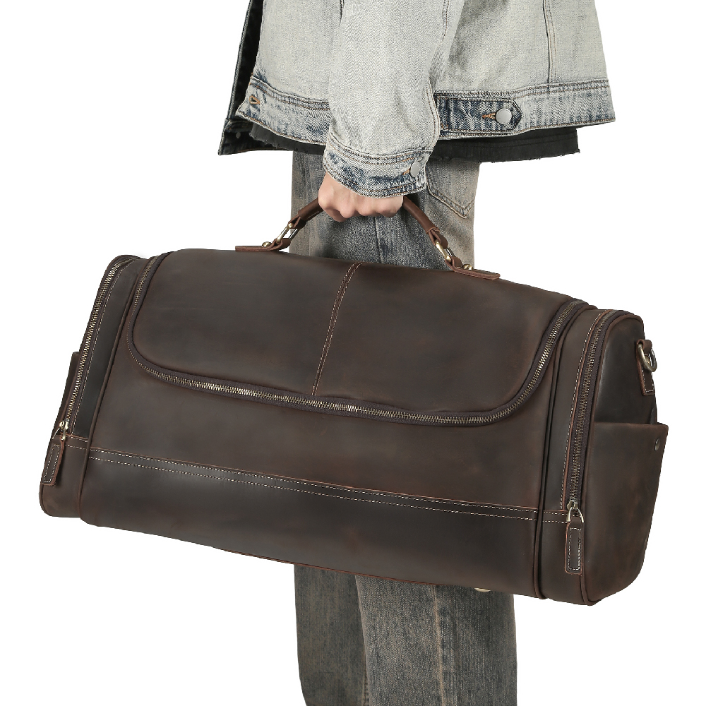 Spacious Leather Travel Duffel Bag