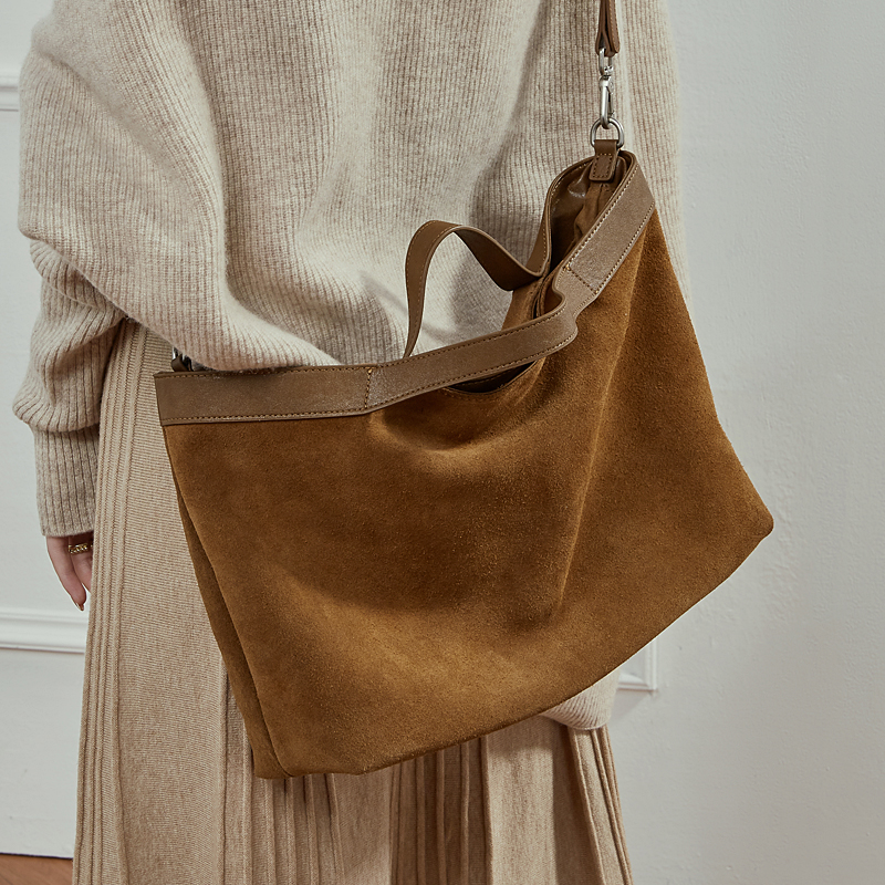 Brown Suede Tote Bag