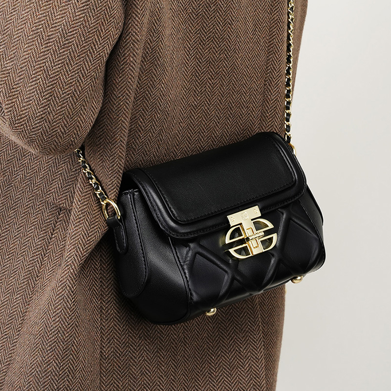 Quilted Black Leather Shoulder Bag