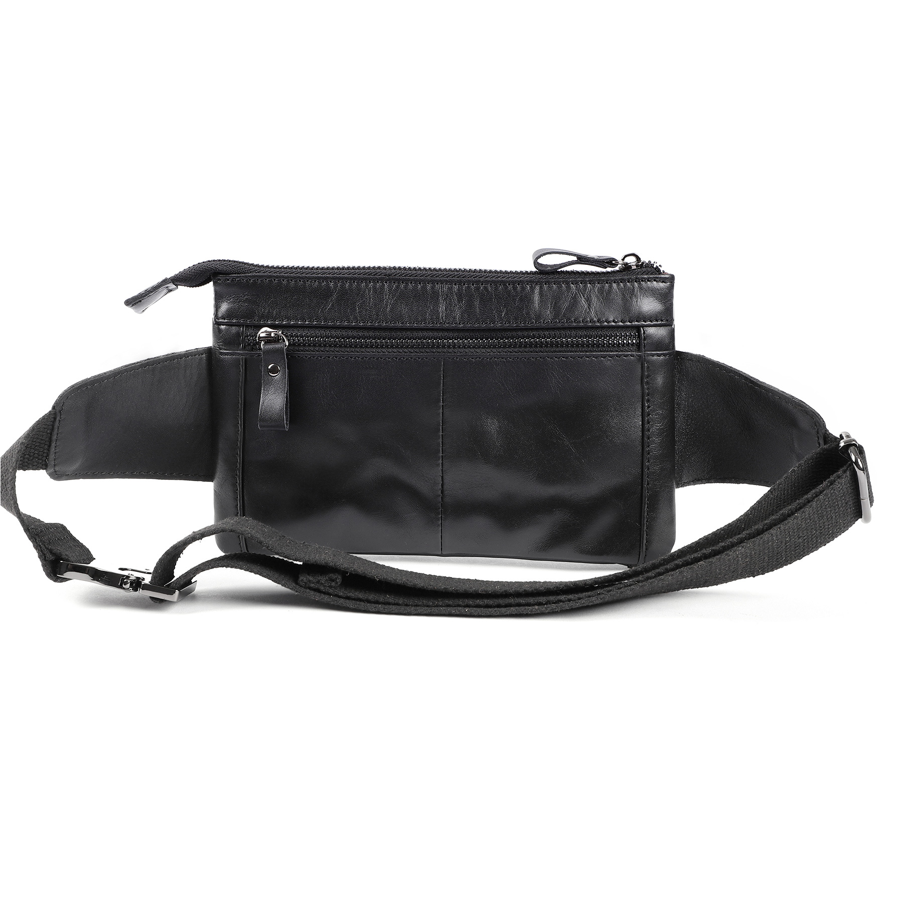 Black Leather Waist Bag