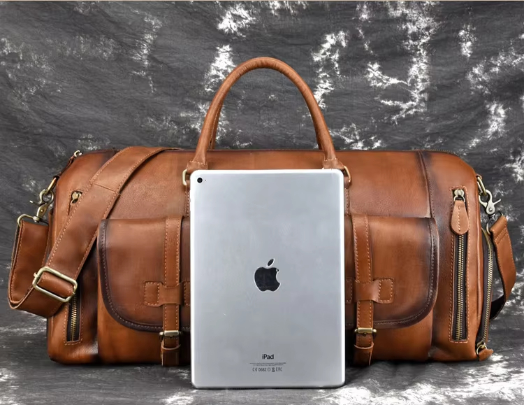 Leather Weekender Duffel Bag