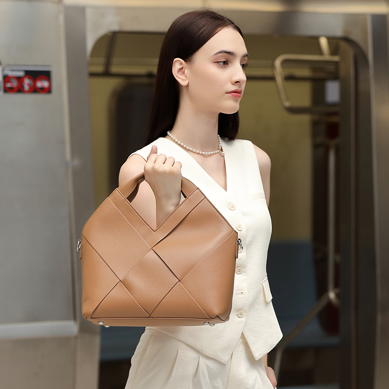 Geometric Leather Tote Bag
