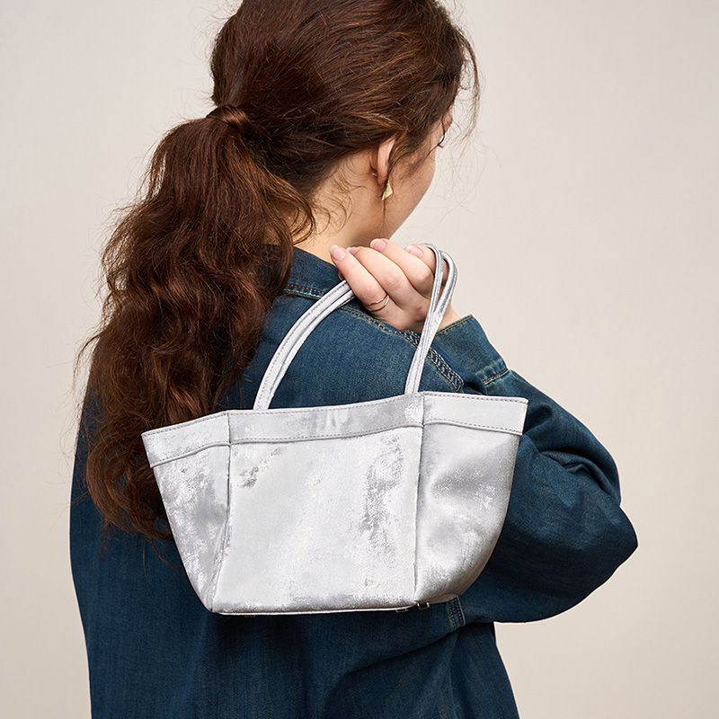 Silver Velvet Mini Tote