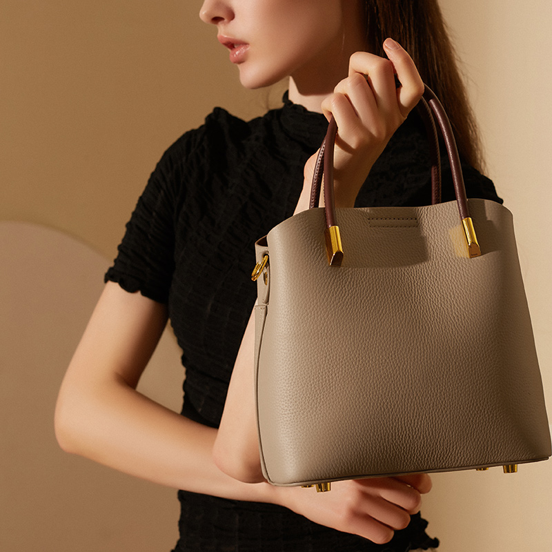 Structured Leather Tote Bag