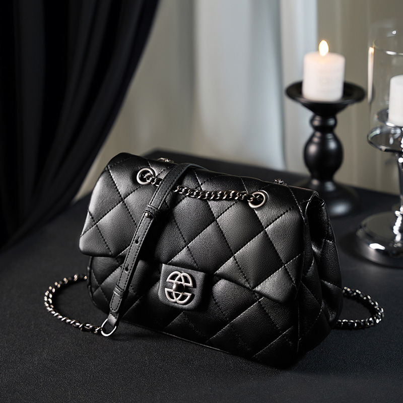 Quilted Black Leather Shoulder Bag