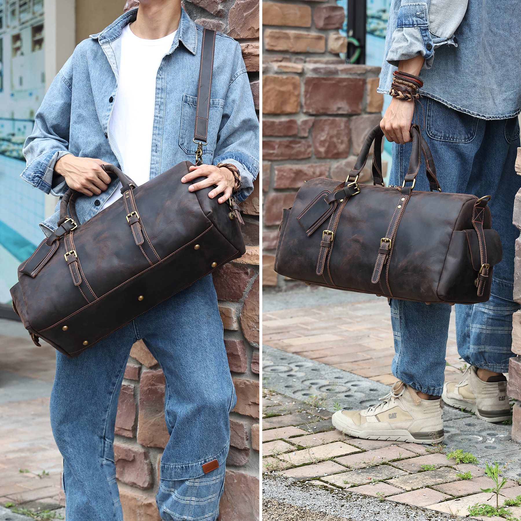 Vintage Leather Duffel Bag