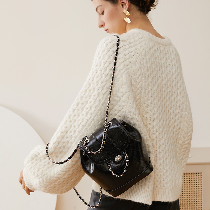 Classic Black Leather Backpack