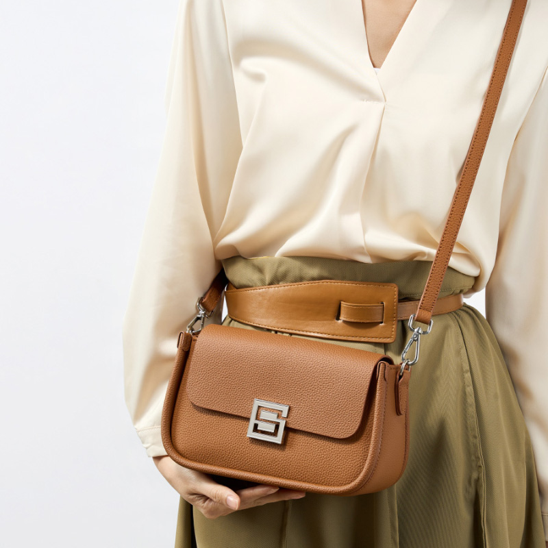 Beige Leather Crossbody Bag