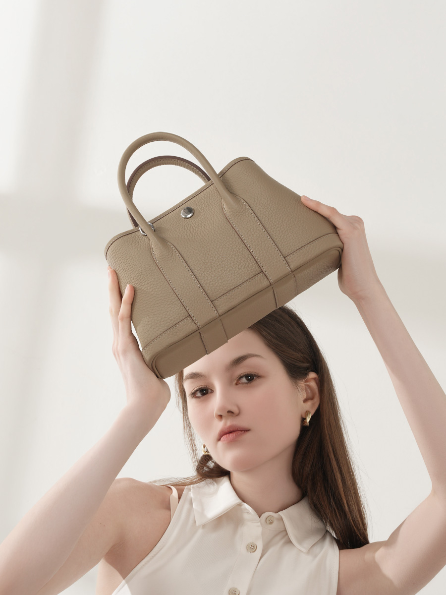 Taupe Leather Handbag