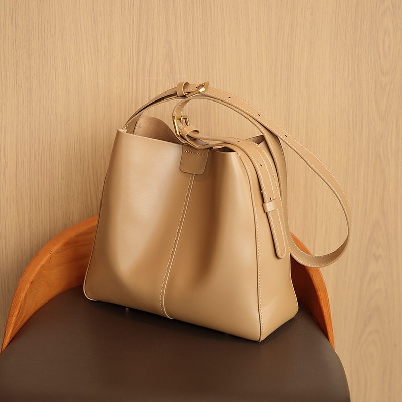 Tan Leather Bucket Bag
