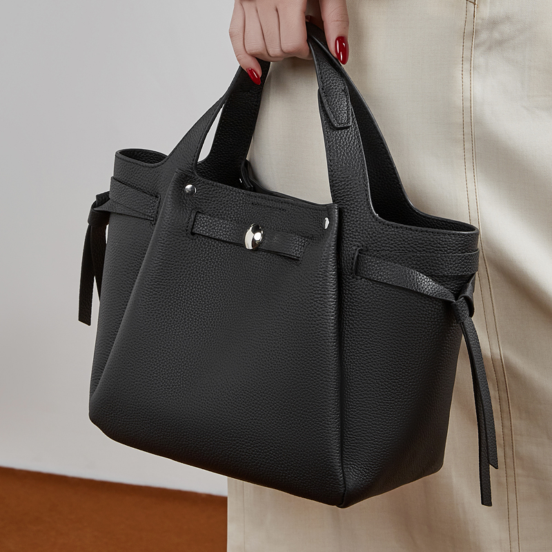 Classic Black Leather Tote