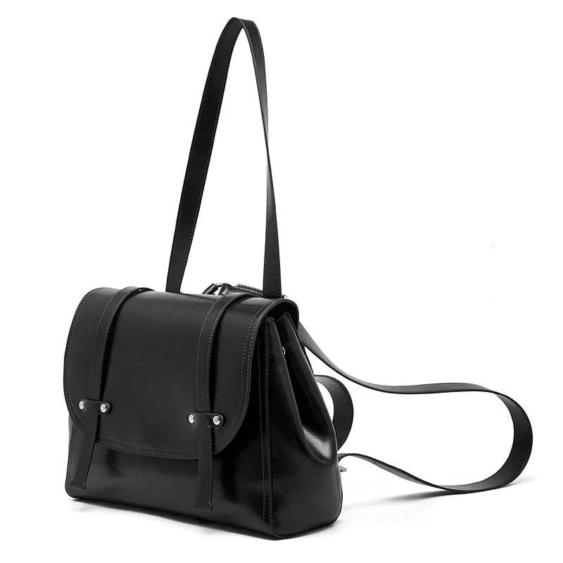 Classic Black Leather Shoulder Bag