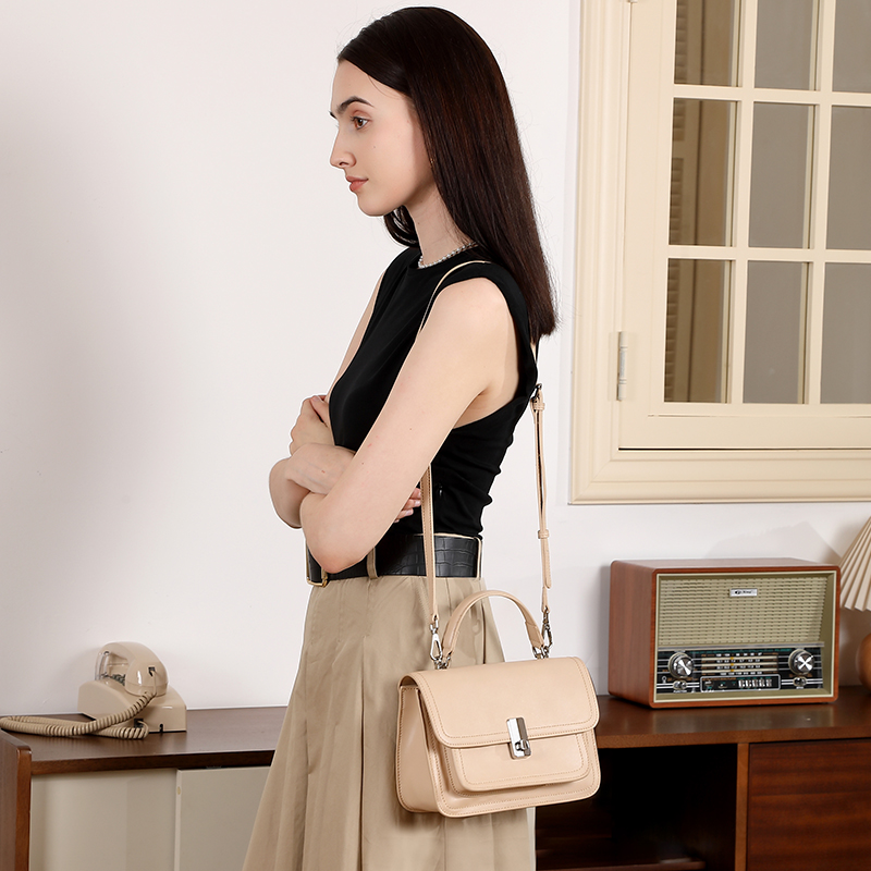 Beige Leather Shoulder Bag