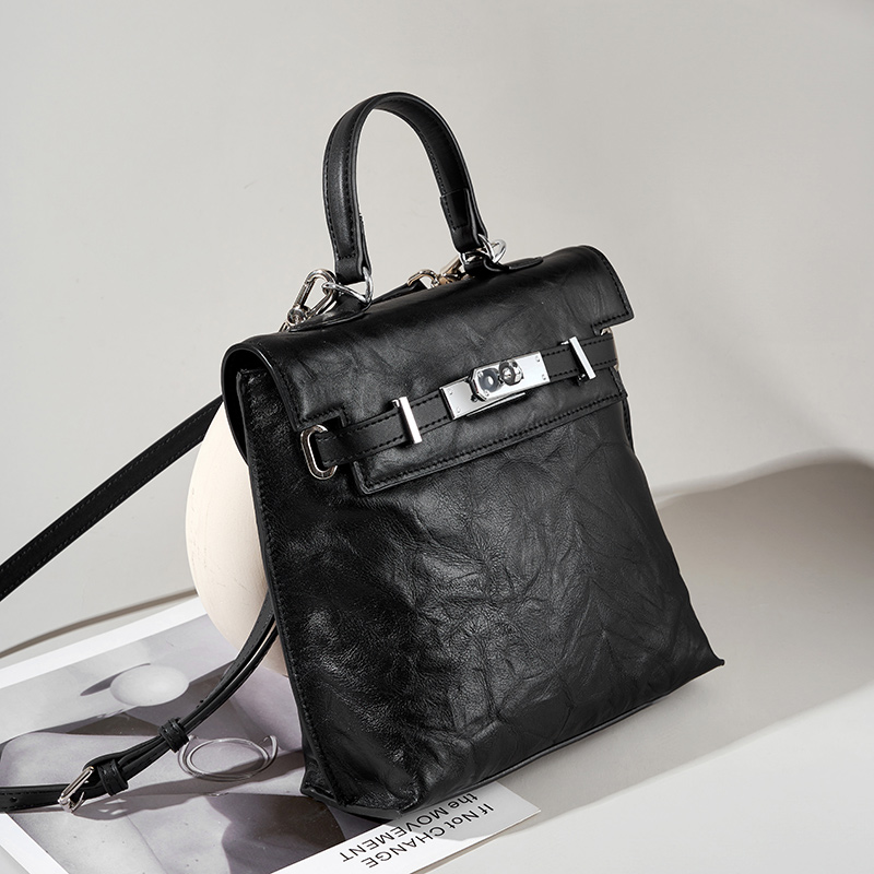 Classic Black Leather Handbag