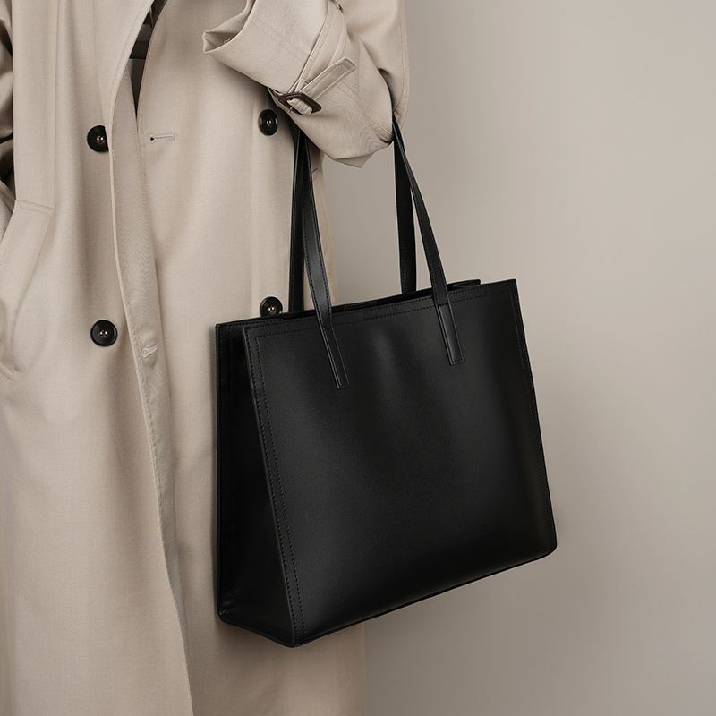 Classic Black Leather Tote