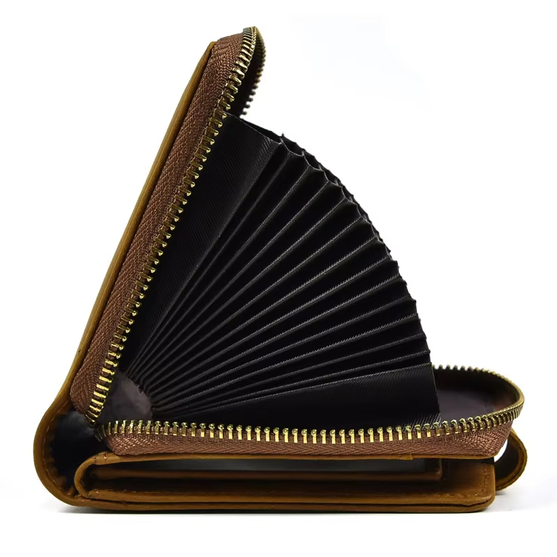 Leather Zipper Card Holder Wallet
