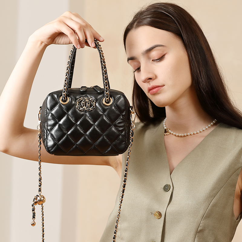 Quilted Black Leather Handbag