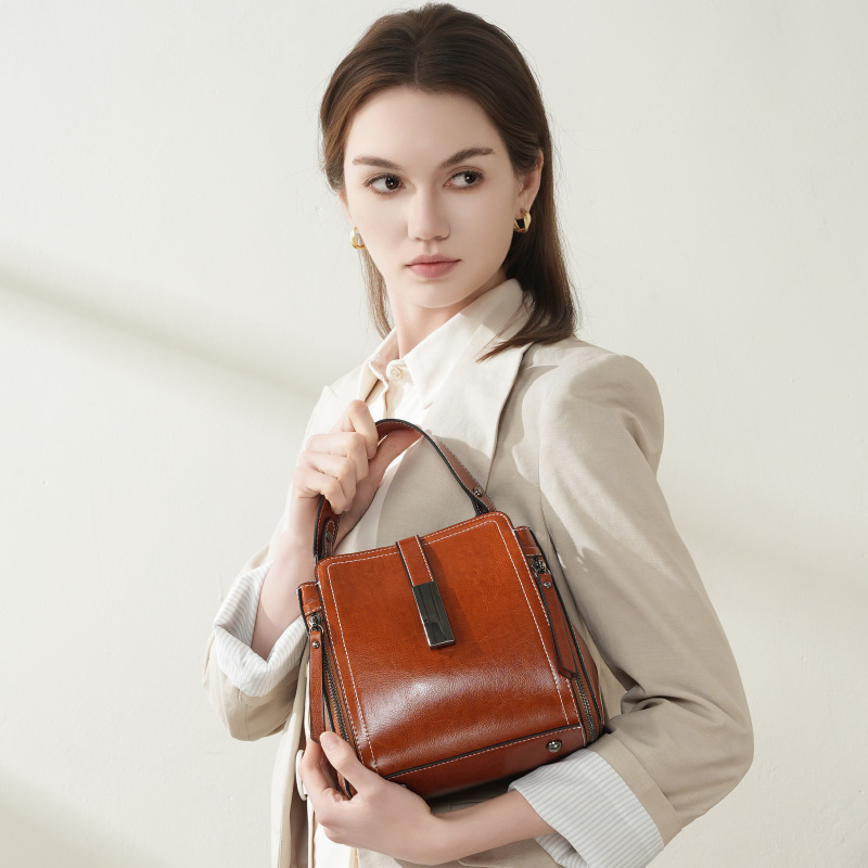 Classic Brown Leather Handbag