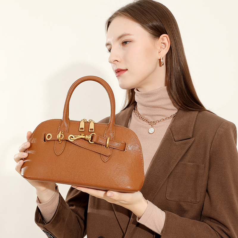 Classic Brown Leather Handbag