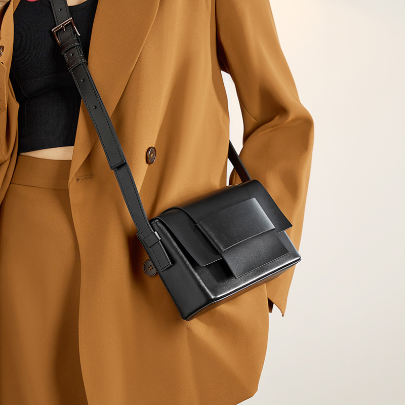 Black Leather Crossbody Bag