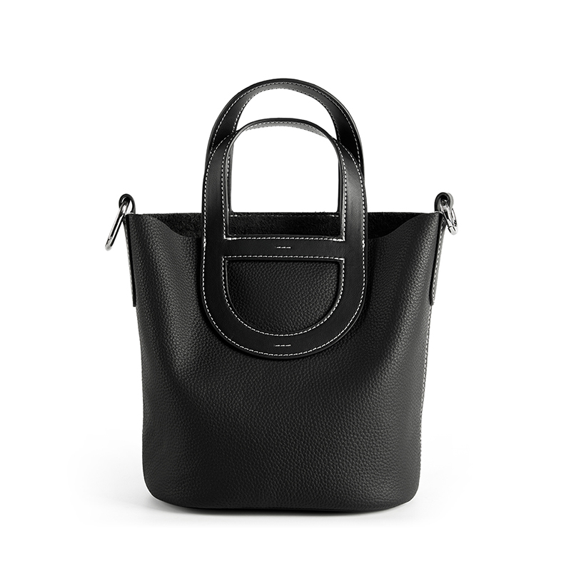 Modern Black Leather Tote