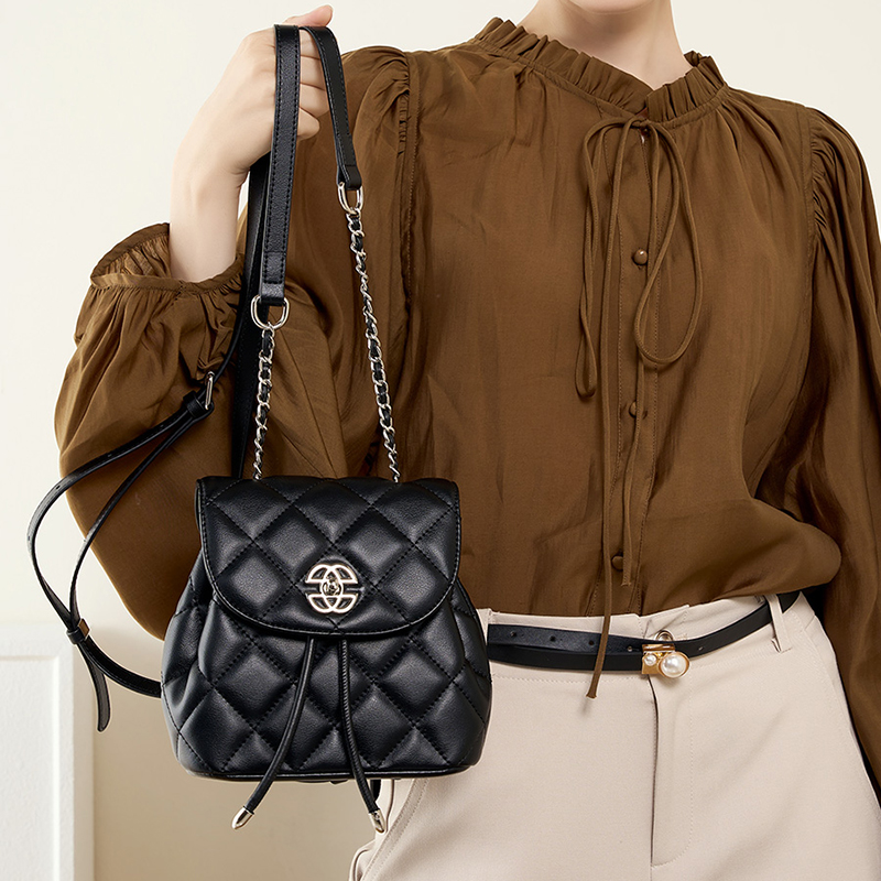 Quilted Black Leather Crossbody Bag