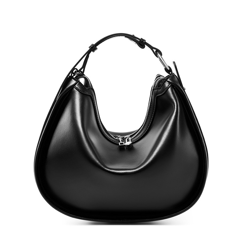 Modern Crescent Leather Handbag