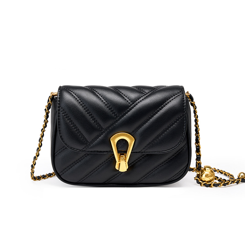 Black Quilted Leather Shoulder Bag