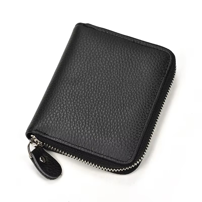 Black Leather Zip Wallet