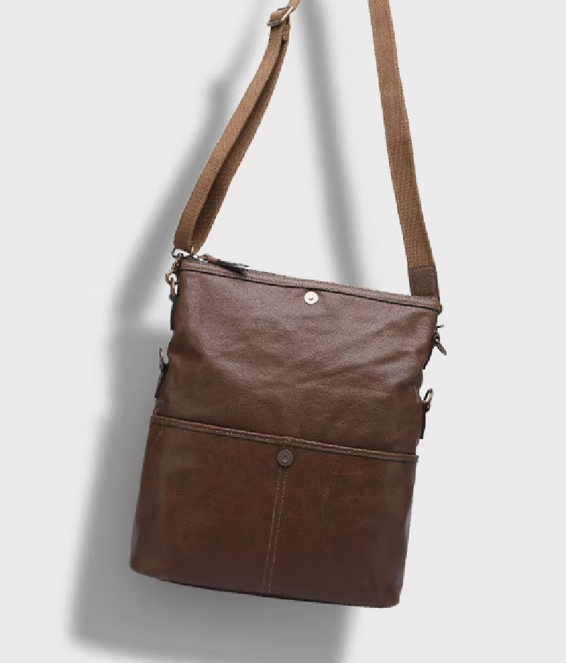 Vintage Brown Leather Messenger Bag