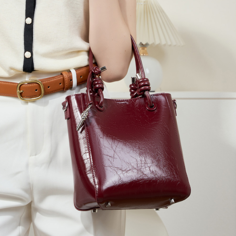 Elegant Burgundy Leather Tote