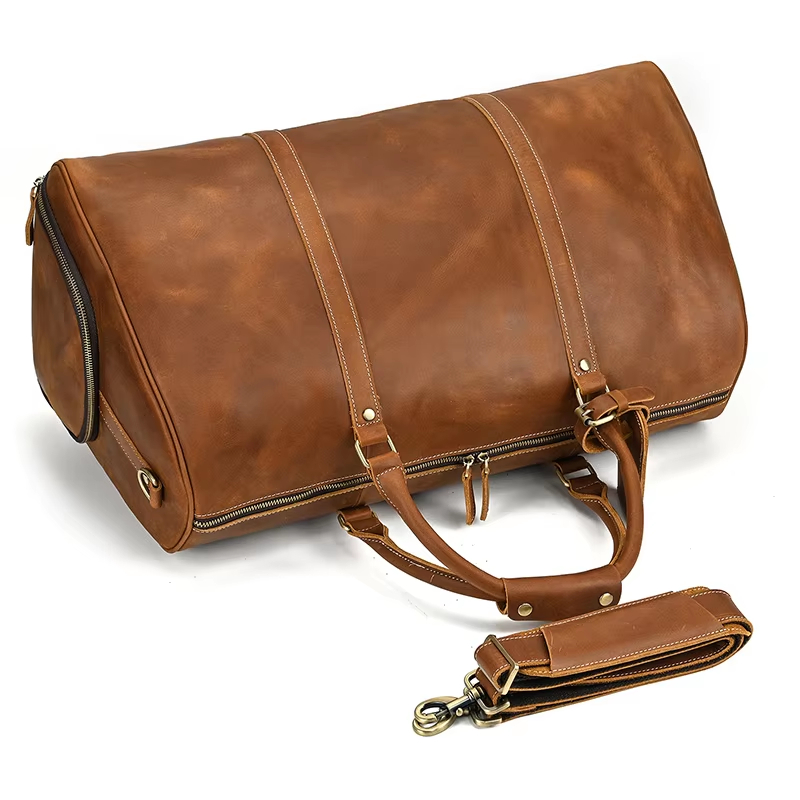 Leather Travel Duffel Bag