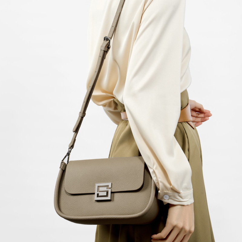 Beige Leather Crossbody Bag