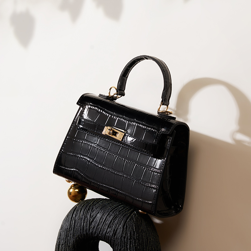 Croc-Embossed Leather Handbag