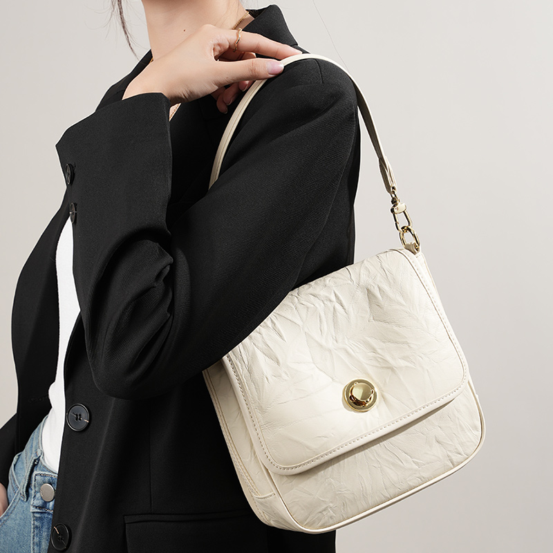 Classic Black Leather Shoulder Bag