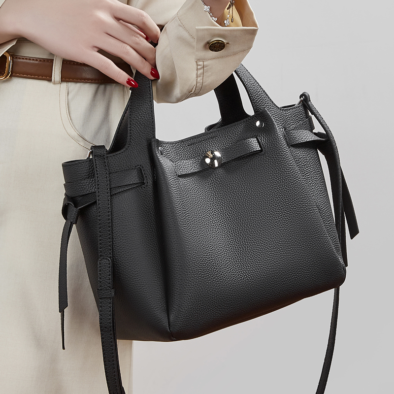 Classic Black Leather Tote