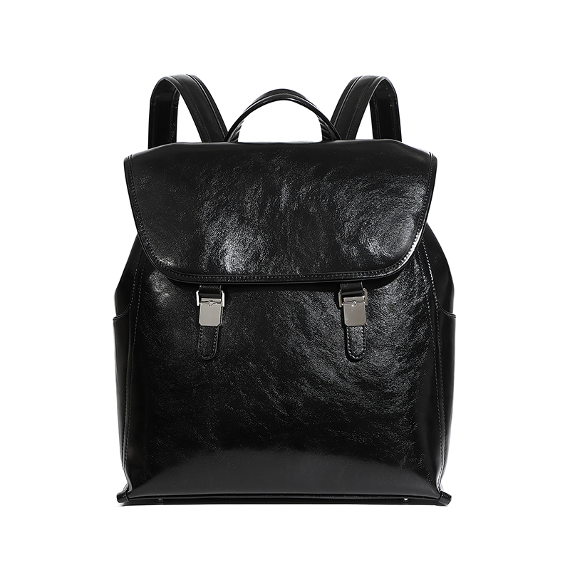 Classic Black Leather Backpack