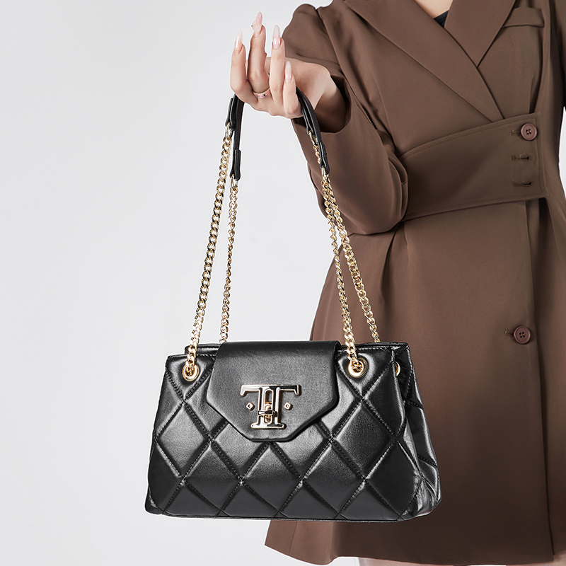 Quilted Black Leather Handbag