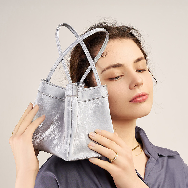 Silver Velvet Mini Tote