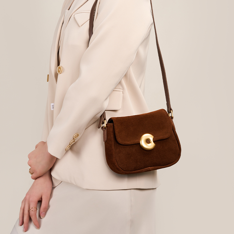 Classic Brown Suede Shoulder Bag