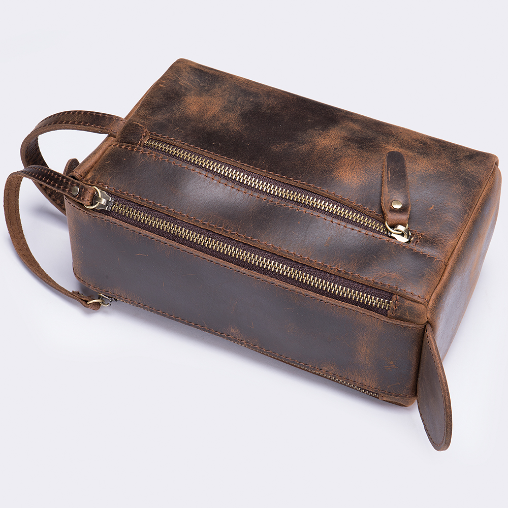Vintage Leather Toiletry Bag