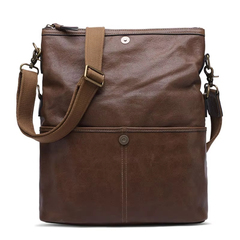 Vintage Brown Leather Messenger Bag