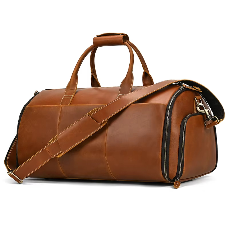 Leather Weekender Duffle Bag