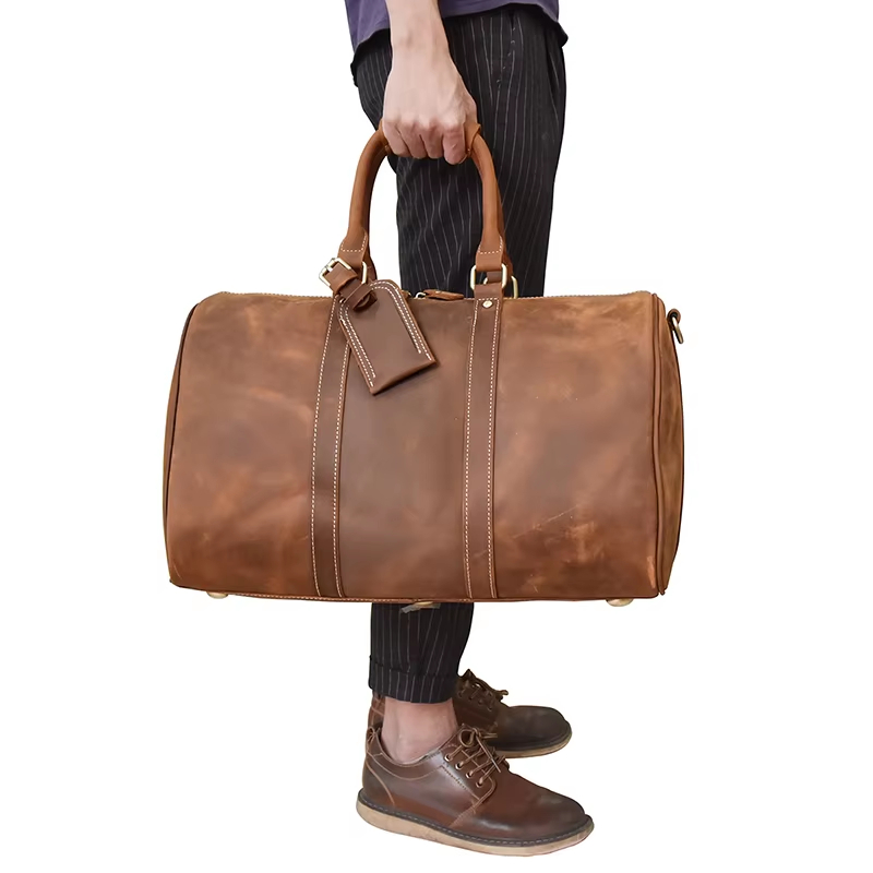 Leather Travel Duffel Bag