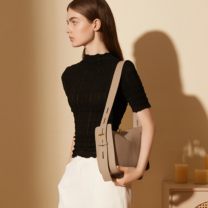 Minimalist Taupe Shoulder Bag