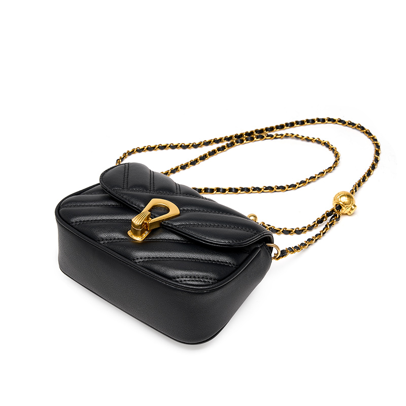 Black Quilted Leather Shoulder Bag