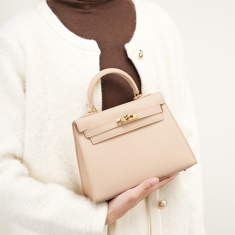 Beige Structured Handbag