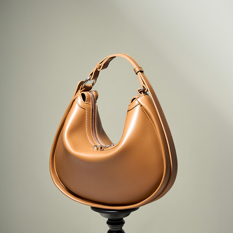 Modern Crescent Leather Handbag