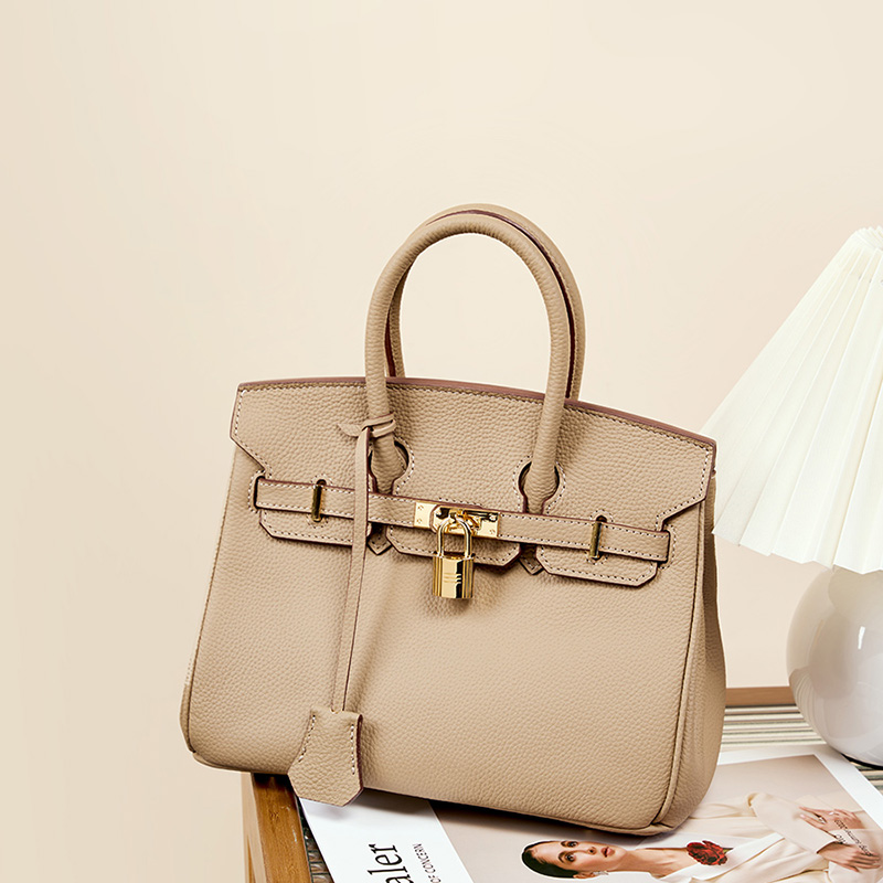 Elegant Taupe Leather Handbag